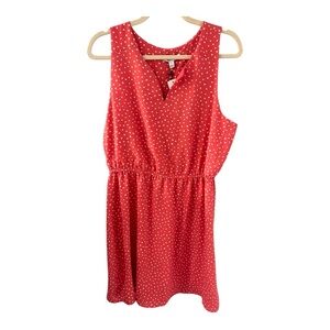NWT Stitch Fix 41 HawthornTrisha Split Neck Dress in Pink Polka Dot Size L